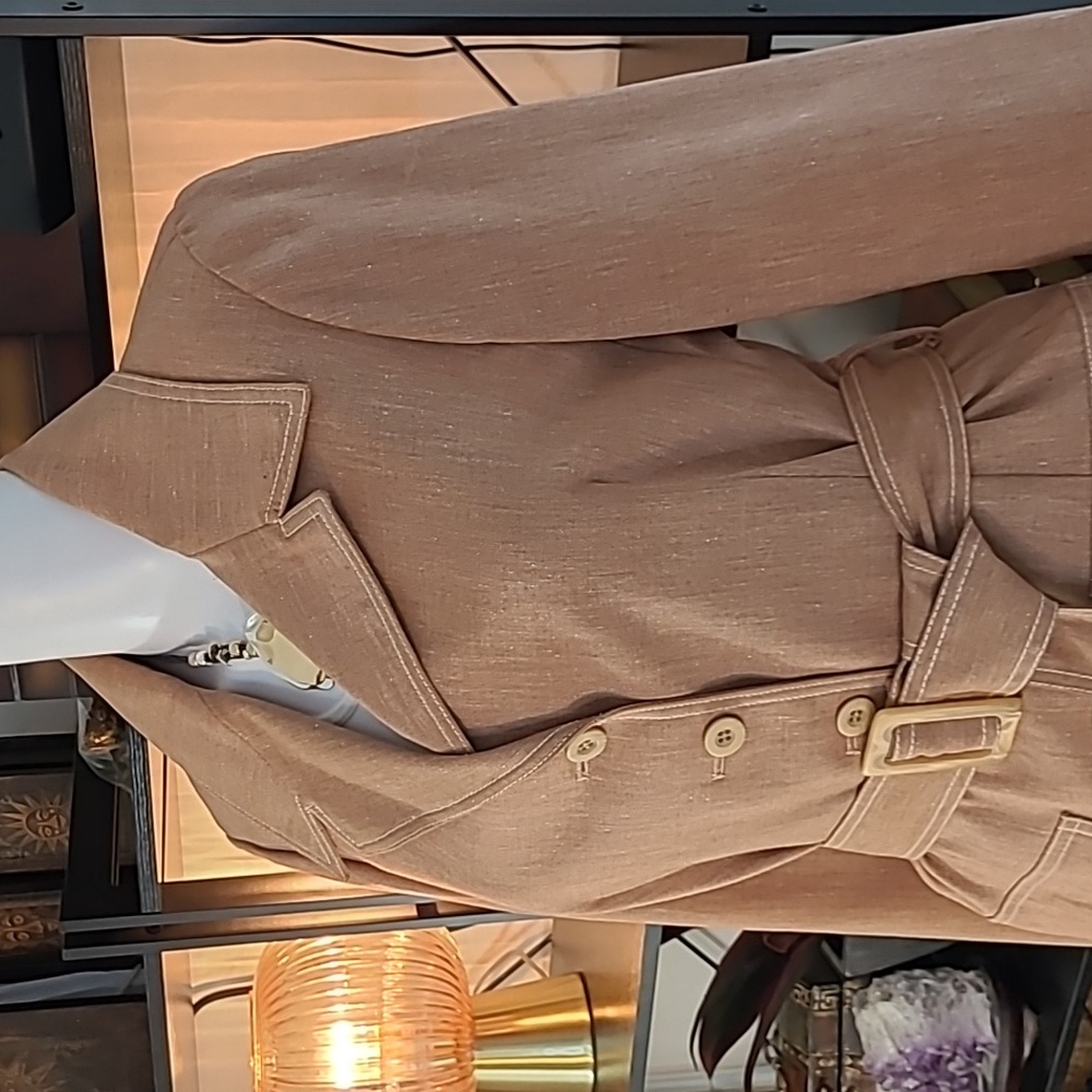 Anne Klein Light Brown Belted Blazer - Picture 4 of 16